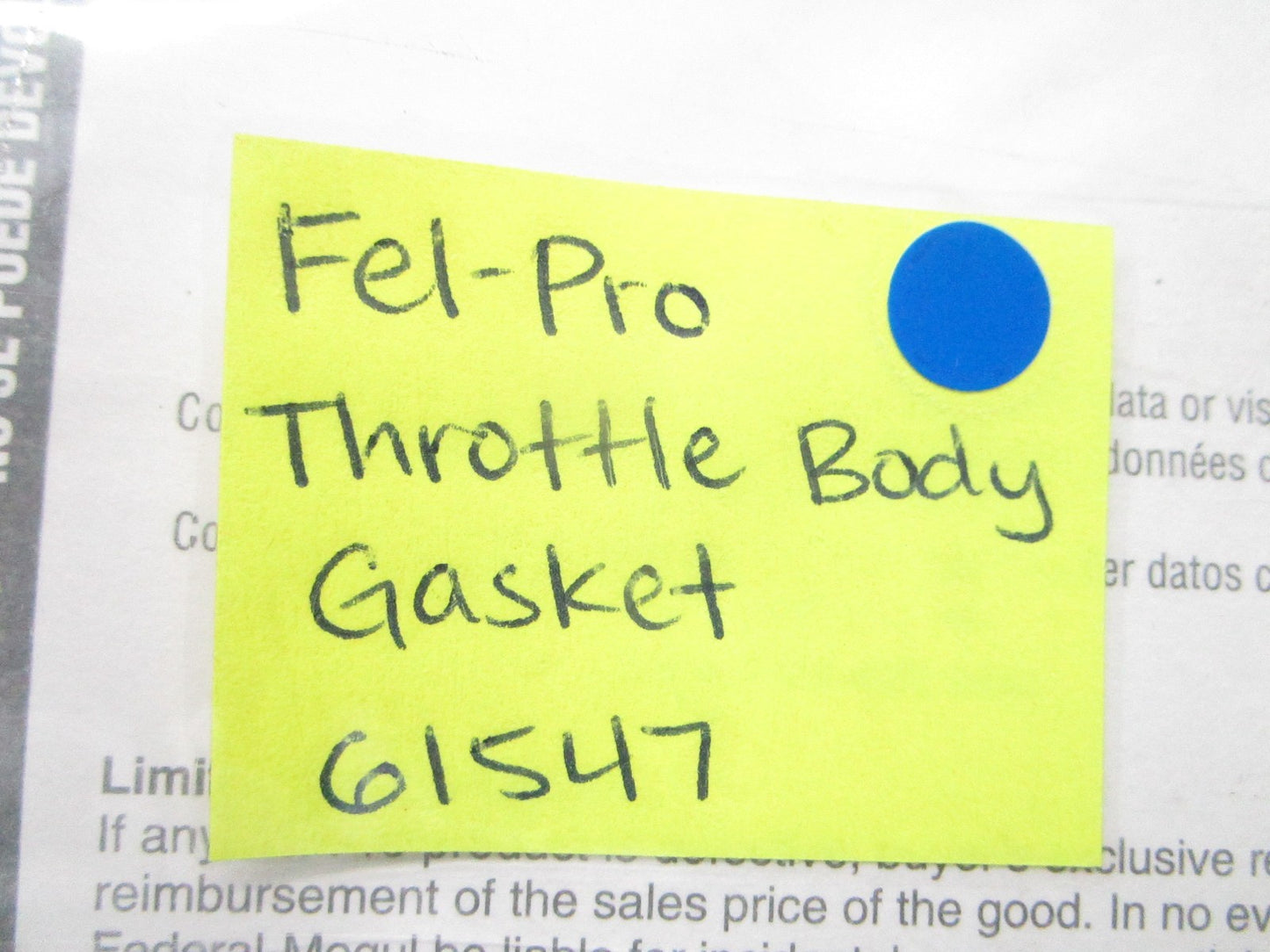 *NEW* 0810 Fel-Pro Throttle Body Gasket 61517