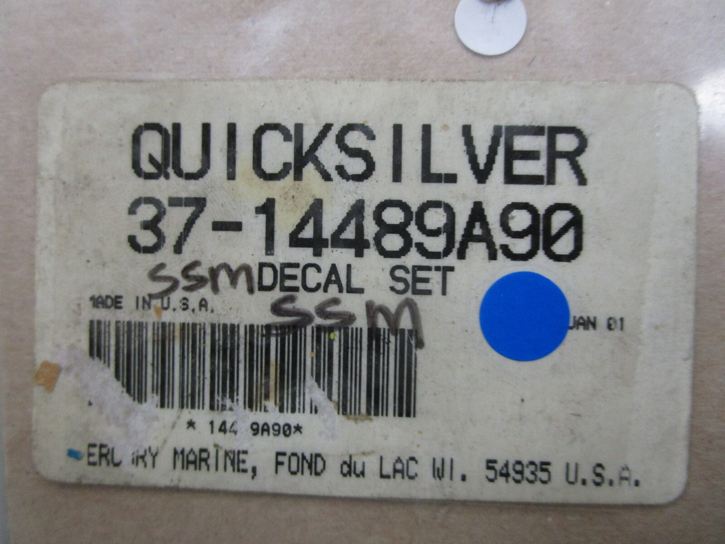 *NEW OEM* 0810 Mercury Quicksilver SSM Decal Set 37-14489A90