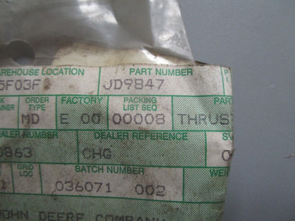 *NEW OEM* 0820 John Deere Needle Thrust Bearing JD9847