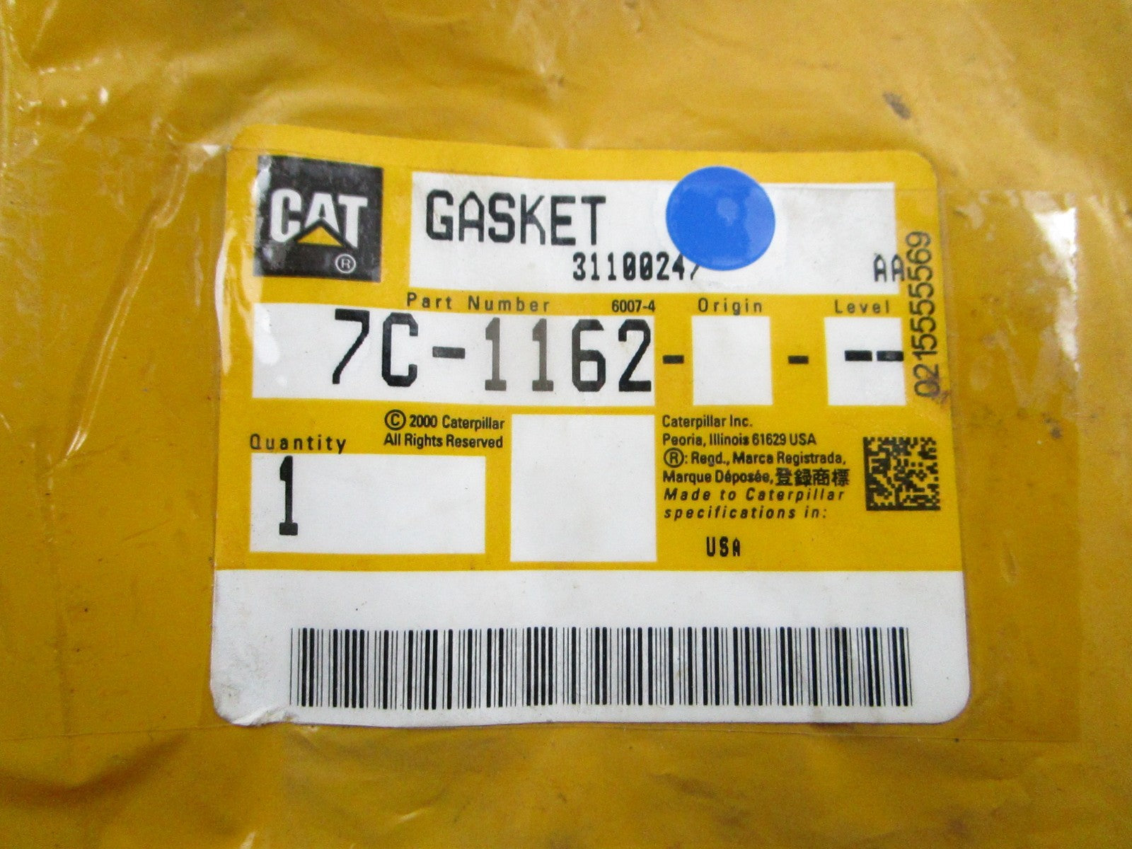 NEW OEM 7C-1162 CAT Gasket 0810