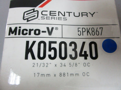 NEW K050340 Gates Micro-V 21/32" x 34 ⅝" Serpentine Belt 0720