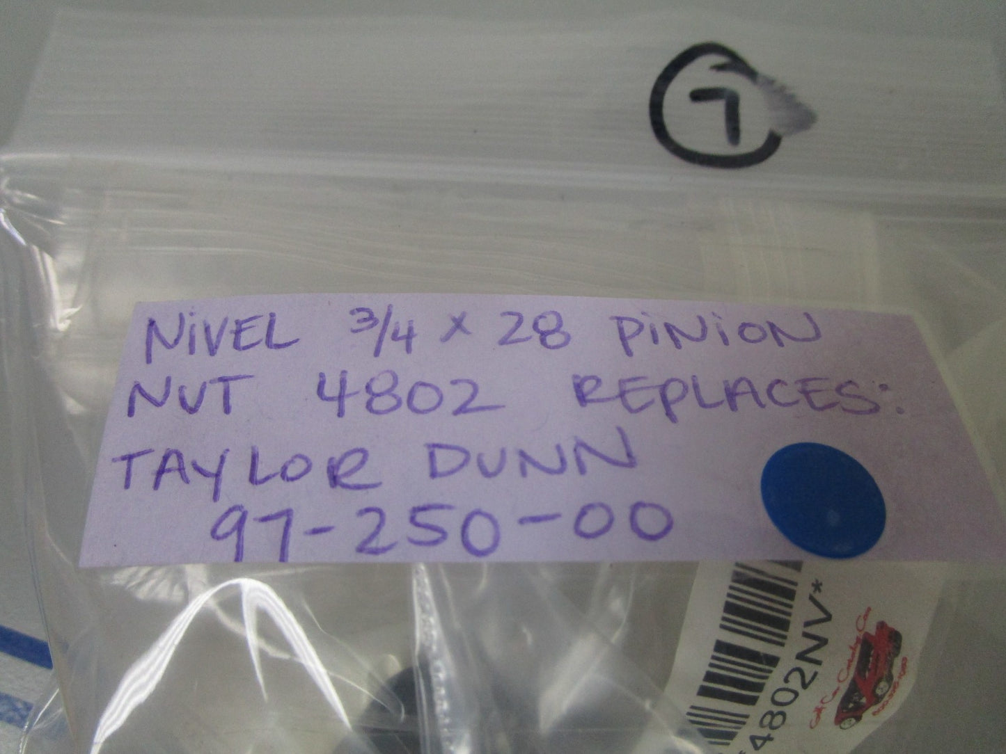 *NEW* 0720 Nivel ¾ x 28 Pinion Nut 4802 Replaces: Taylor Dunn 97-250-00