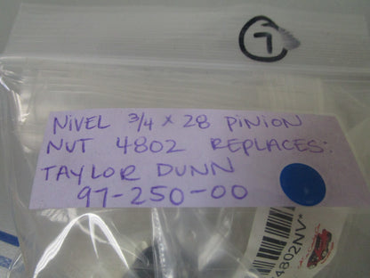 *NEW* 0720 Nivel ¾ x 28 Pinion Nut 4802 Replaces: Taylor Dunn 97-250-00