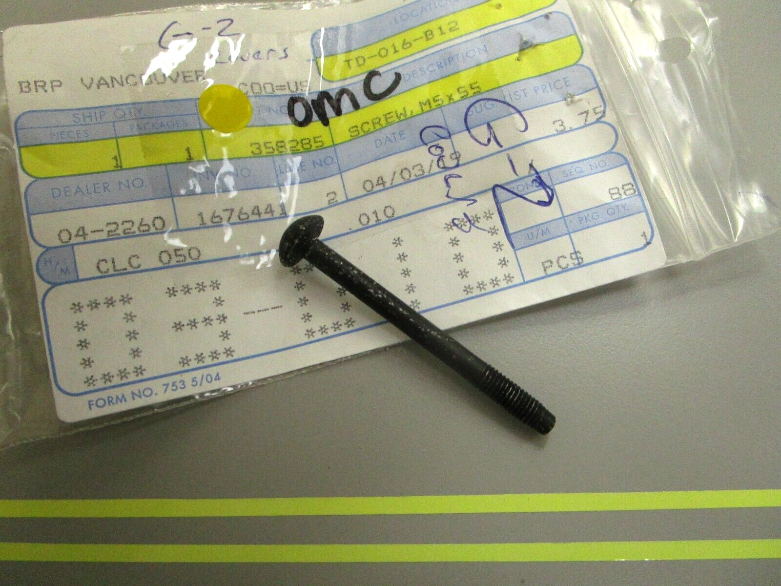 *NEW OEM* 0810 OMC Johnson Evinrude M5 x 55 Screw 358285 0358285