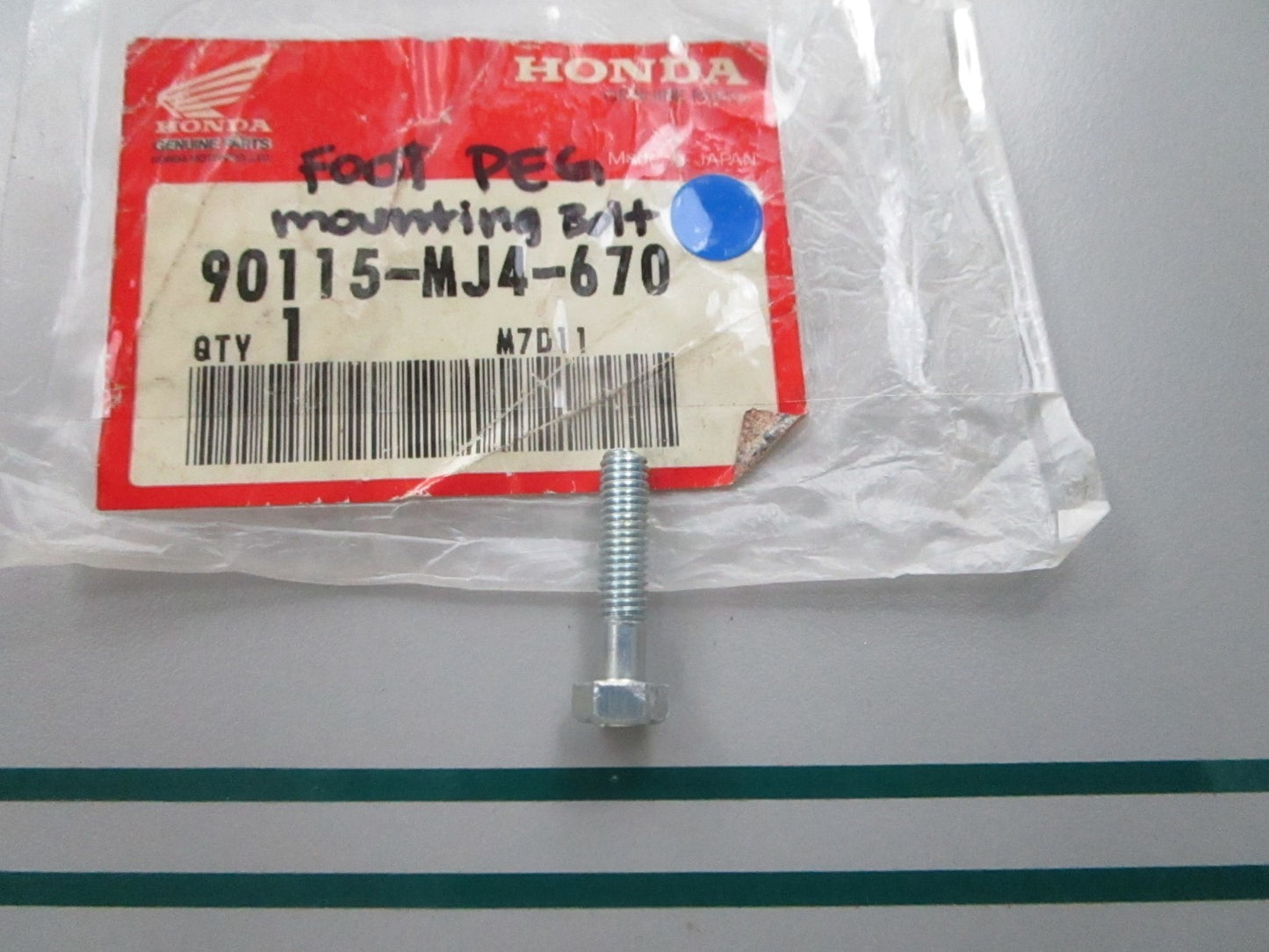 NEW OEM 90115-MJ4-670 Honda Foot Peg Mounting Bolt 0810