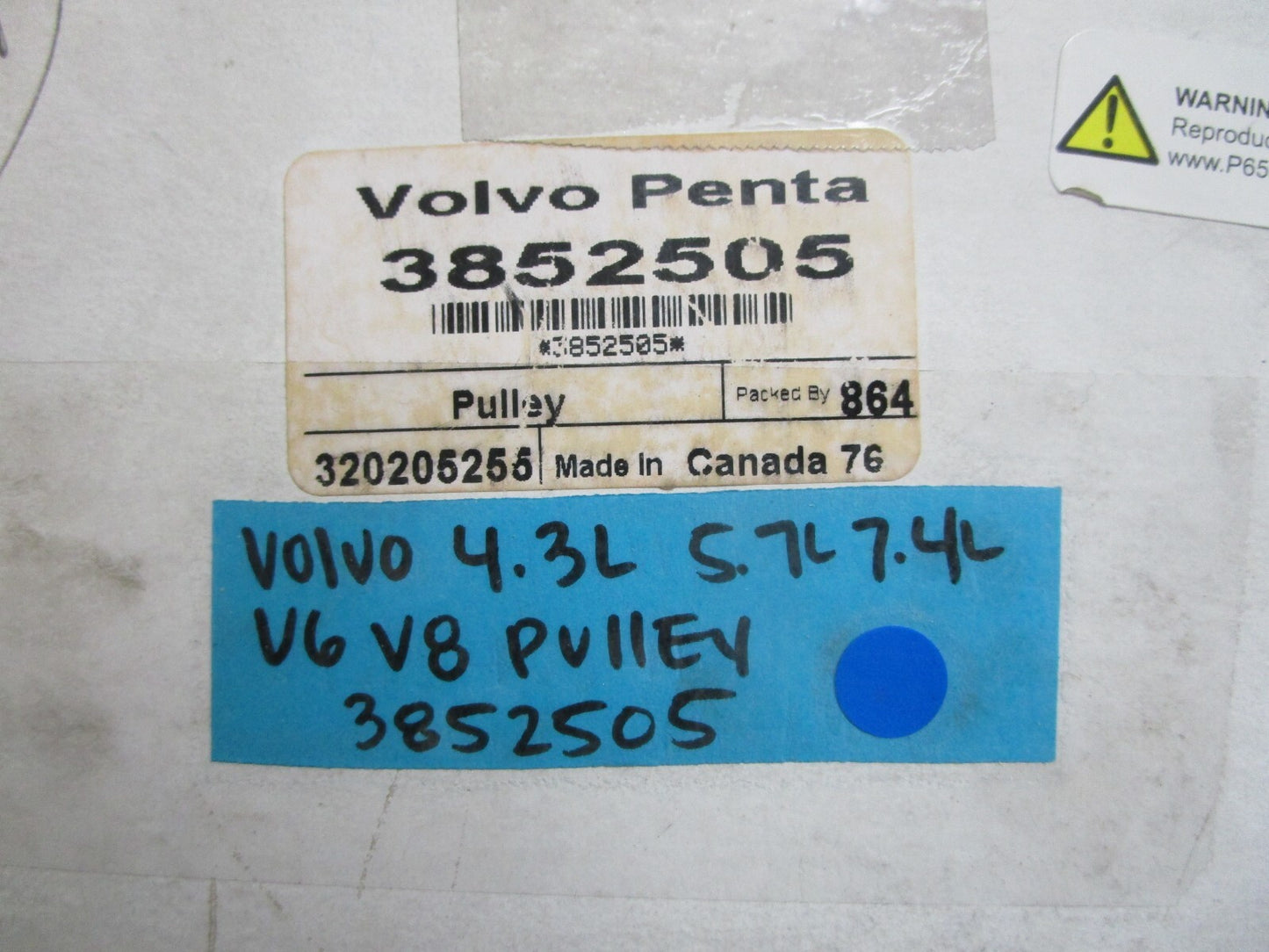 *NEW OEM* 0810 Volvo Penta 4.3L 5.7L 7.4L V6 V8 Pulley 3852505