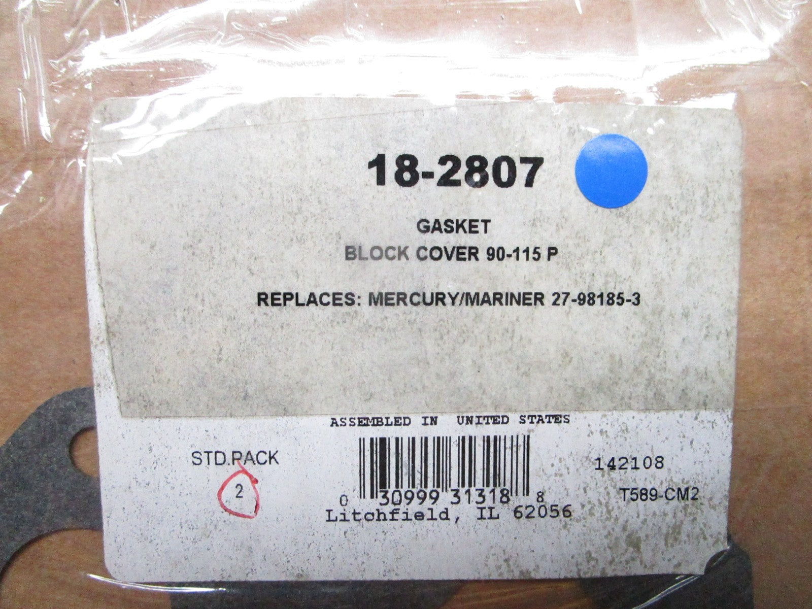 *NEW* 0810 Sierra Gasket 18-2807 Replaces: Mercury 27-98185-3