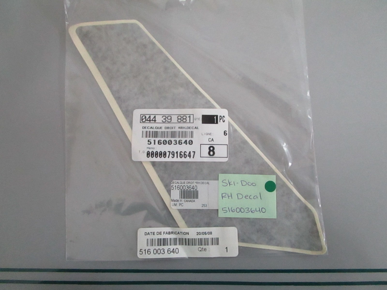 NEW OEM 516003640 Ski-Doo RH Decal 0820