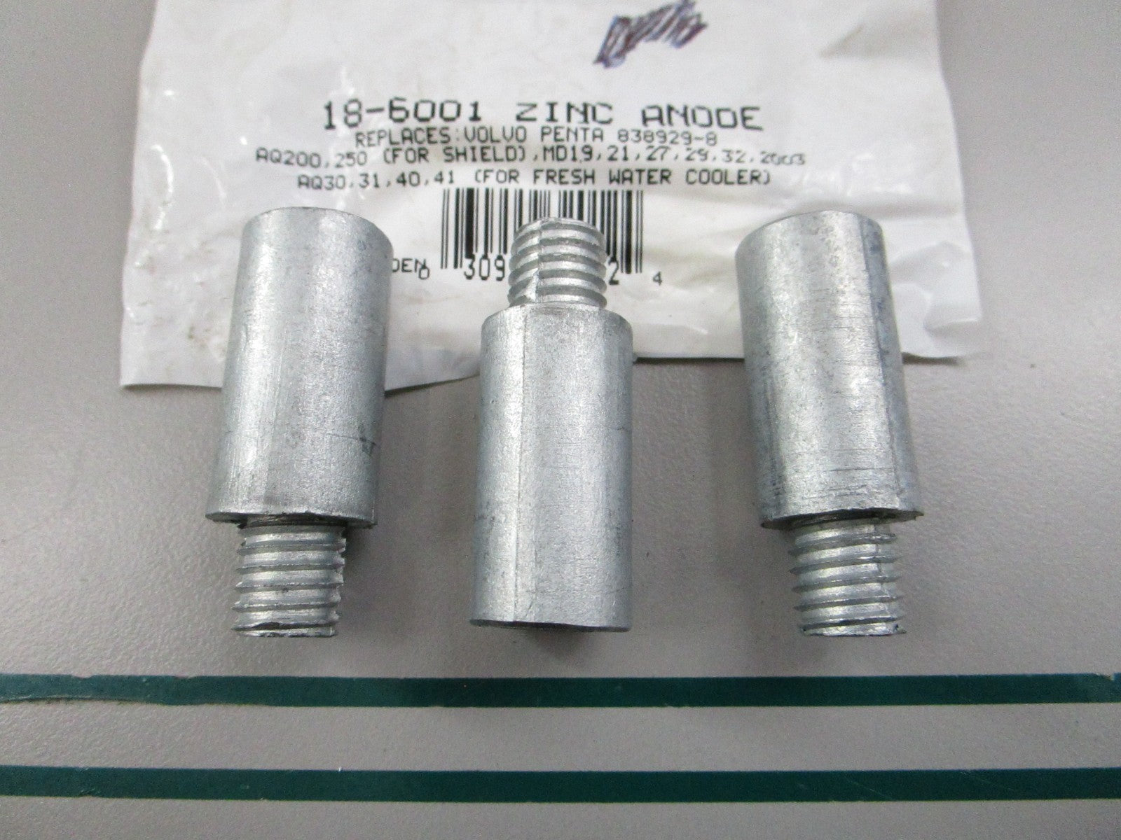 NEW (LOT OF 3) 18-6001 Replaces: Volvo 838929 Sierra Zinc Anode 0810