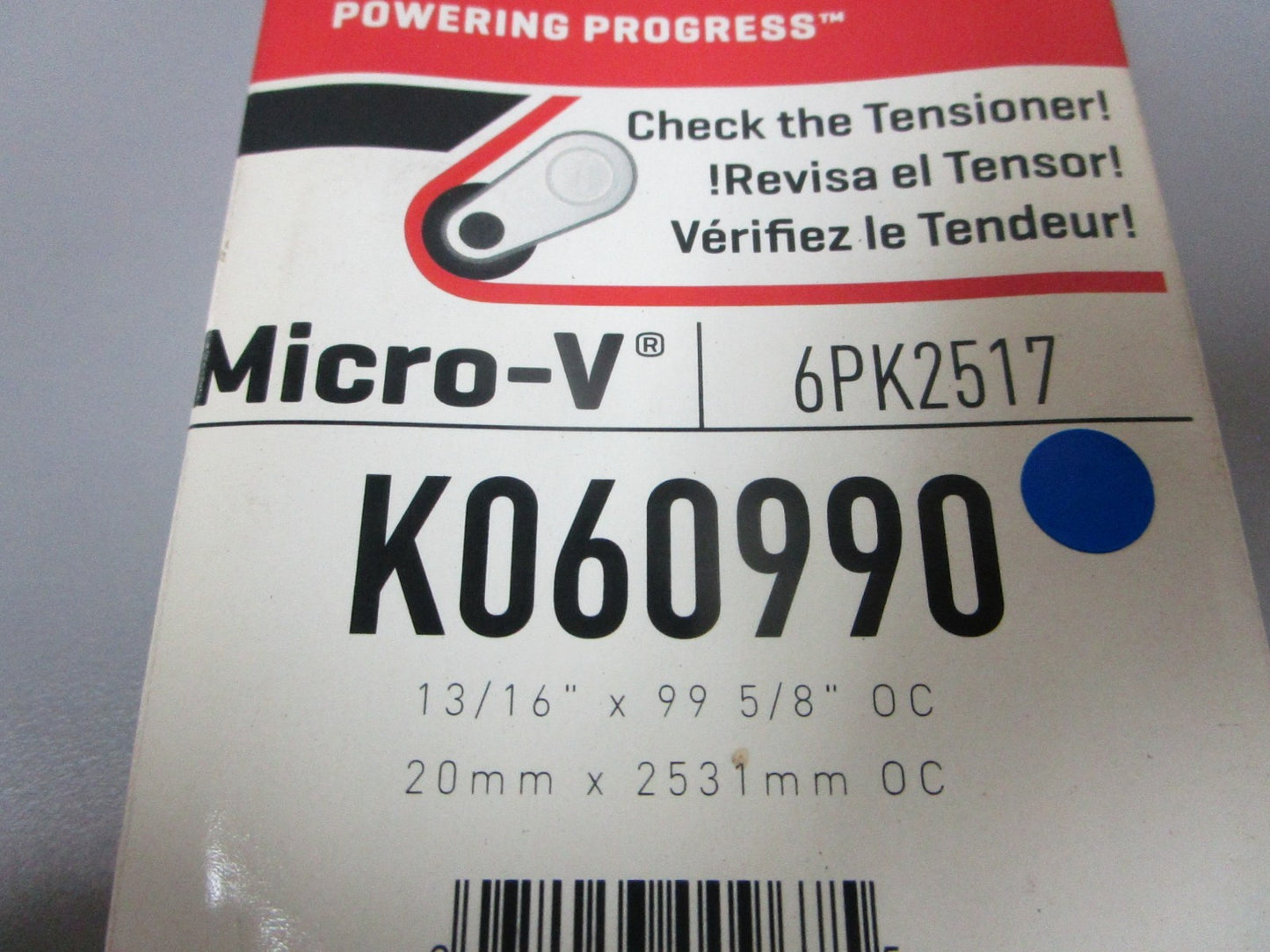 NEW K060990 Gates Micro-V 13/16" x 99 ⅝" Serpentine Belt 0720