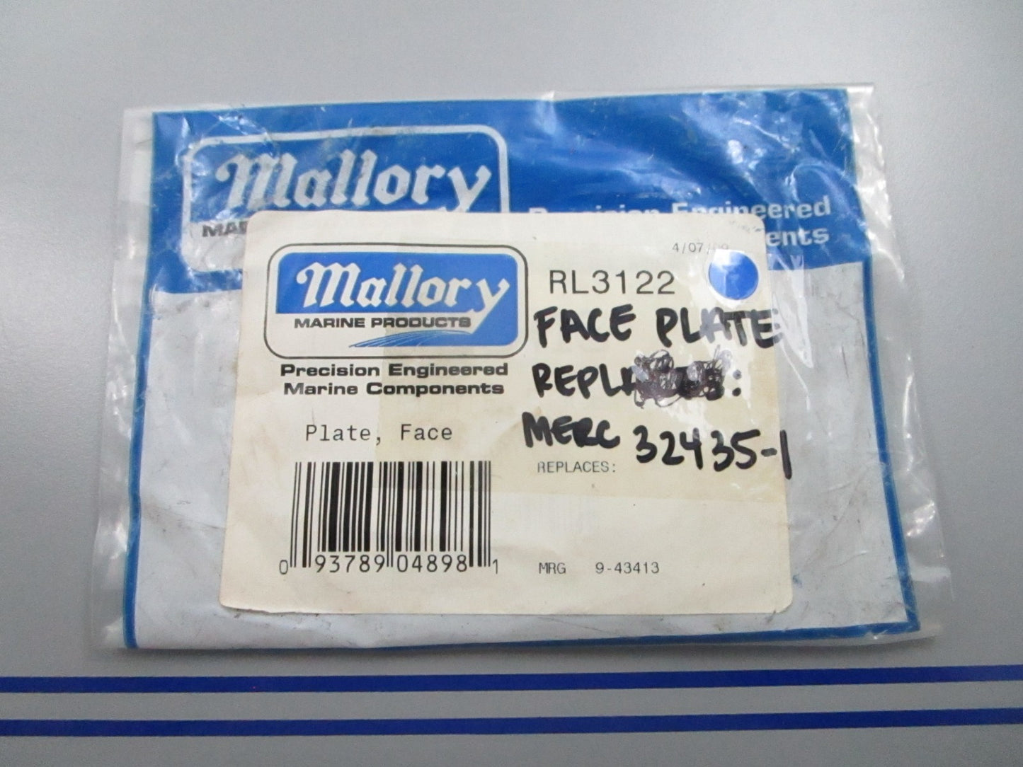 *NEW* 0810 Mallory Face Plate 9-43413 Replaces: Mercury 32435-1