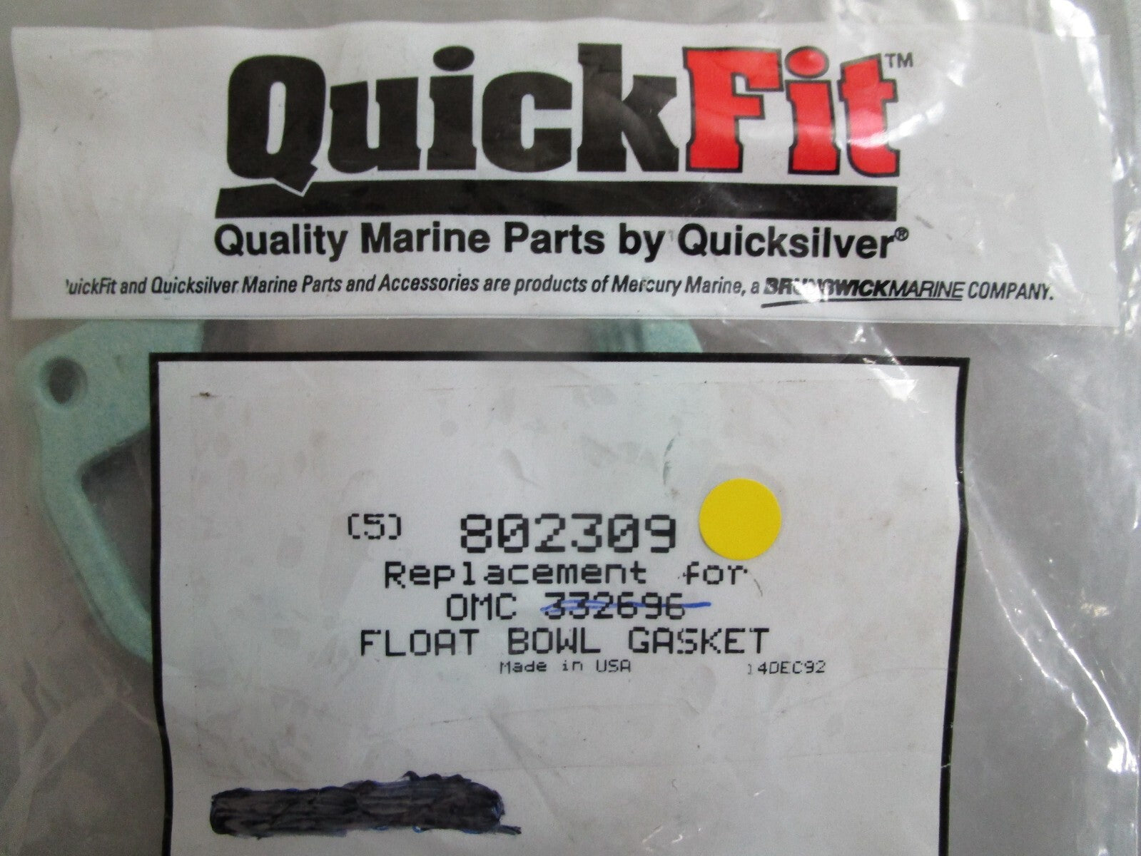 *NEW* (LOT OF 5) 0810 QuickFit Float Bowl Gasket 802309 Replaces: OMC 332696