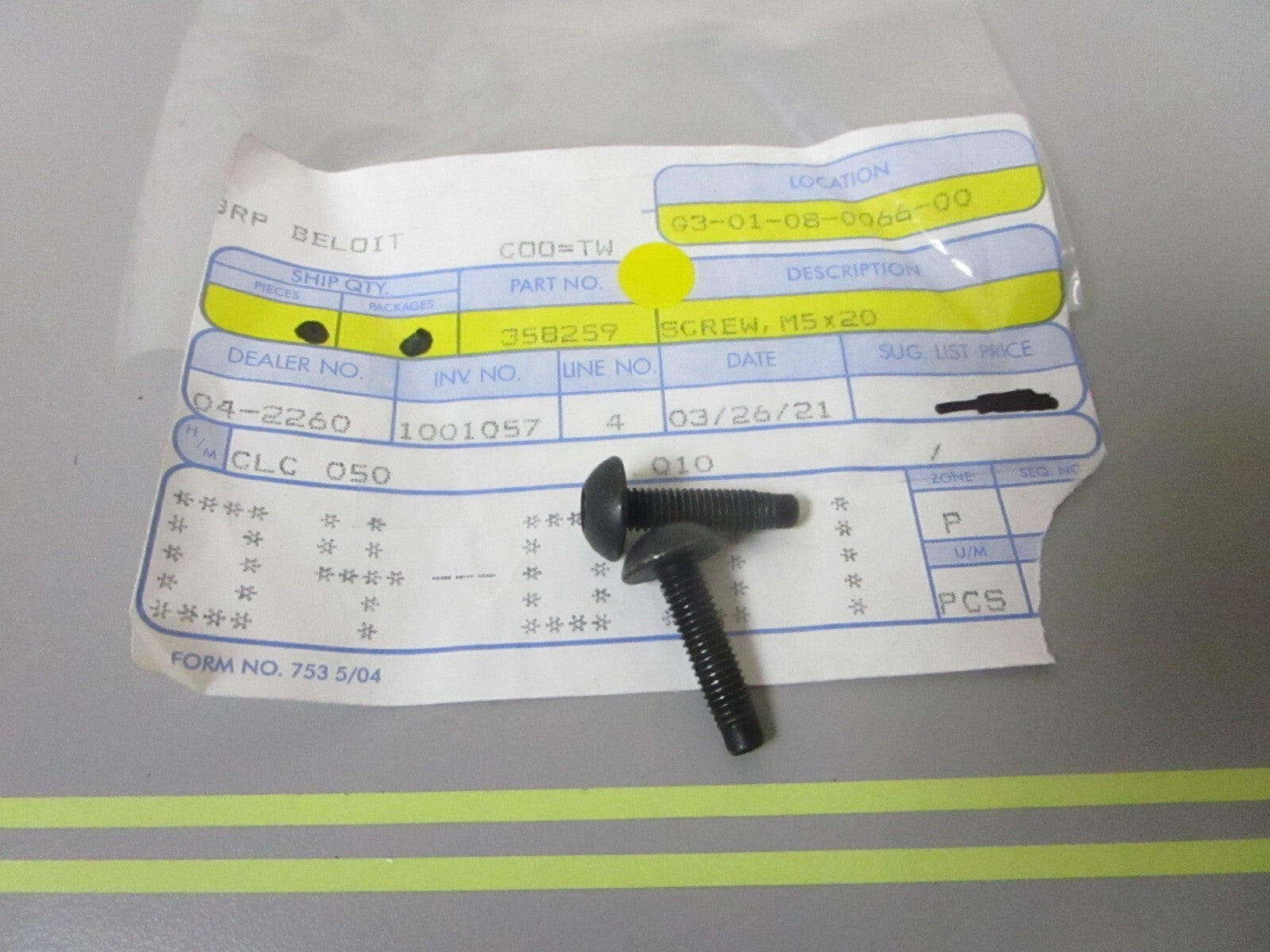 *NEW OEM* (LOT OF 2) 0810 OMC Johnson Evinrude M5x20 Screw 358259 0358259