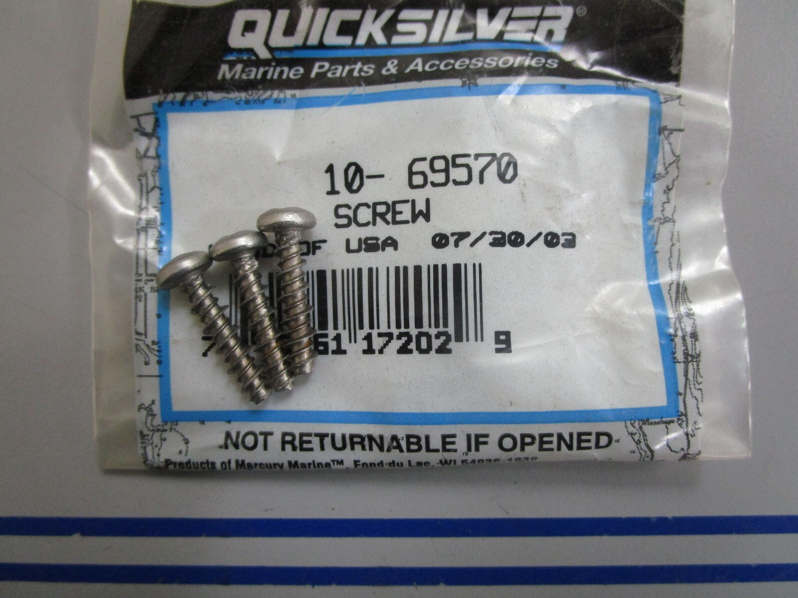 *NEW OEM* (LOT OF 3) 0770 Mercury Quicksilver Screw Set 10-69570