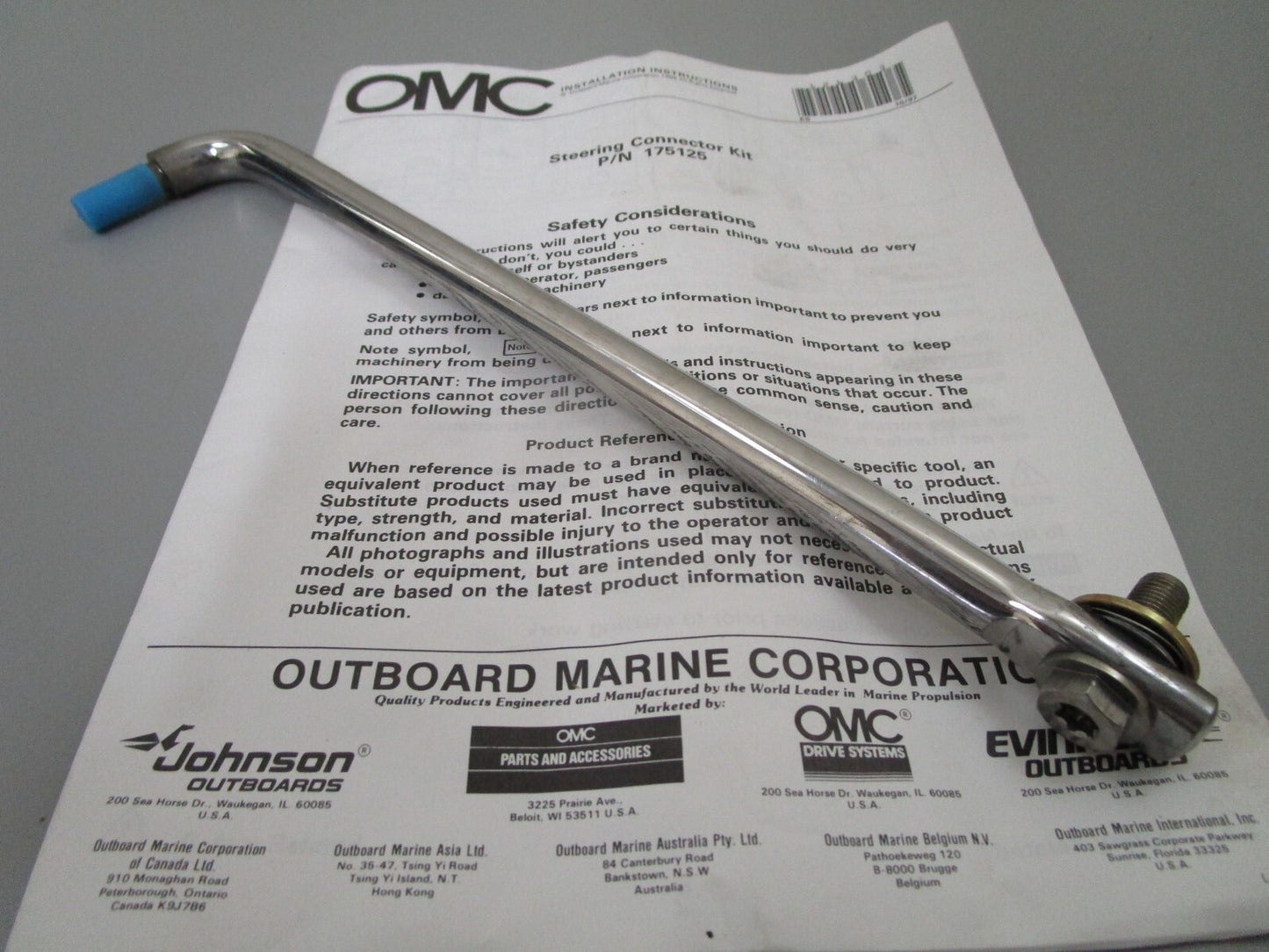 *NEW OEM* 0810 OMC Johnson Evinrude Steering Arm *Missing Nuts* 175125 0175125