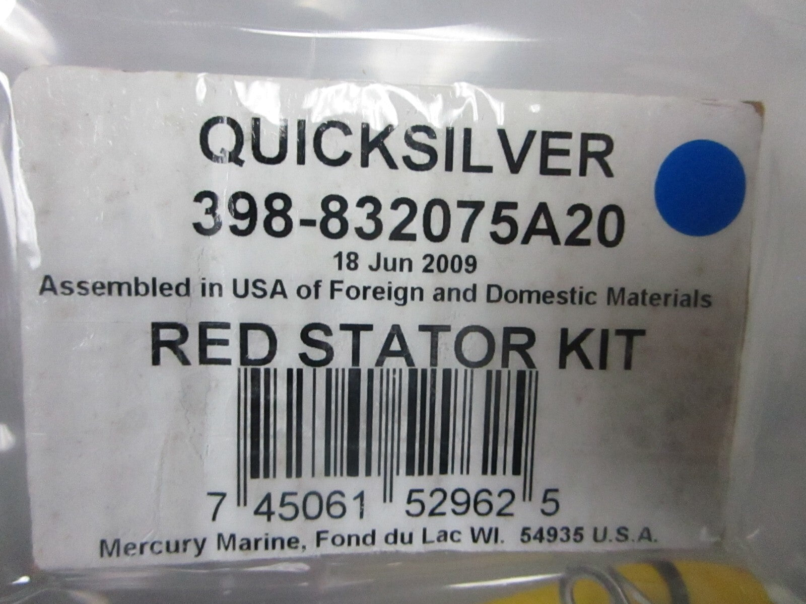 *NEW OEM* 0720 Mercury Quicksilver Red Stator Kit 398-832075A20