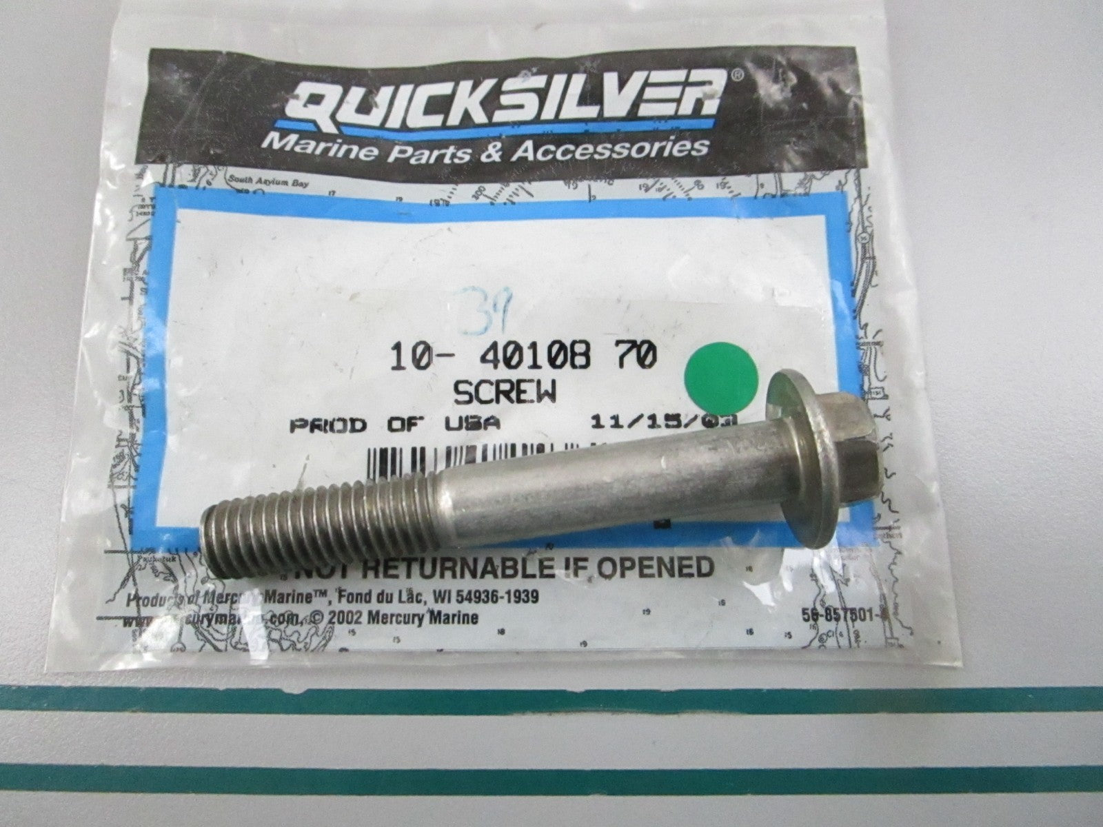 NEW OEM 10-40108 70 Mercury Quicksilver Screw 0810