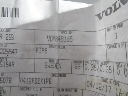 NEW OEM 848165 Volvo Penta Pipe 0820