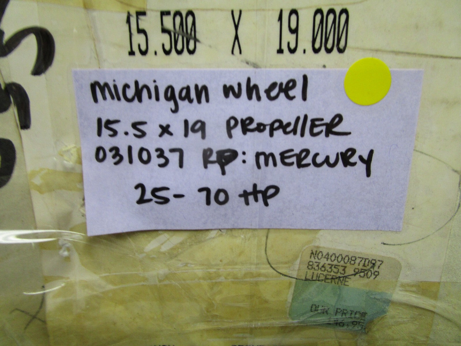 *NEW* 0720 Michigan Wheel 15.5 x 19 Propeller 031037 Replace: Mercury 25 - 70 hp
