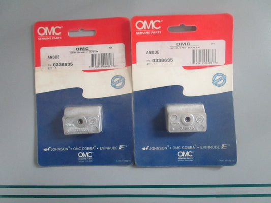 NEW OEM (LOT OF 2) 338635 0338635 OMC Johnson Evinrude Anode 0820