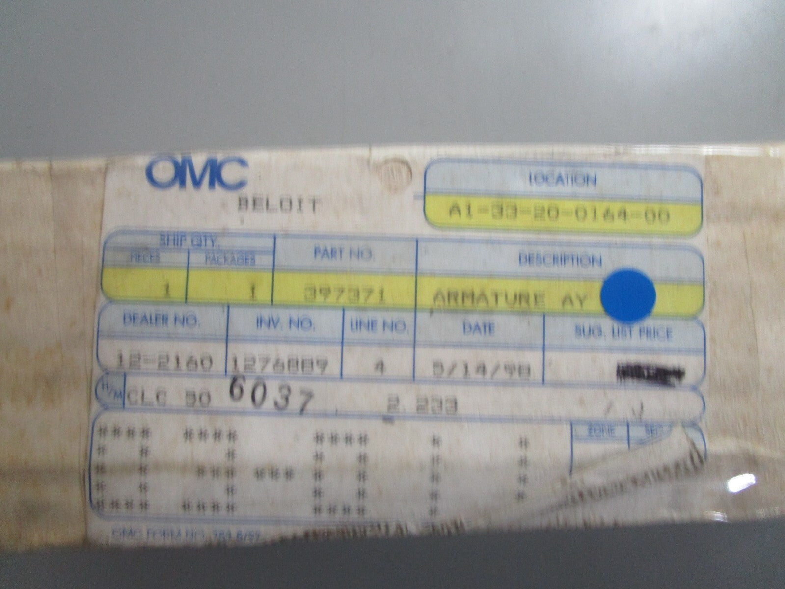 *NEW OEM* 0810 OMC Johnson Evinrude Armature Assembly 397371 0397371