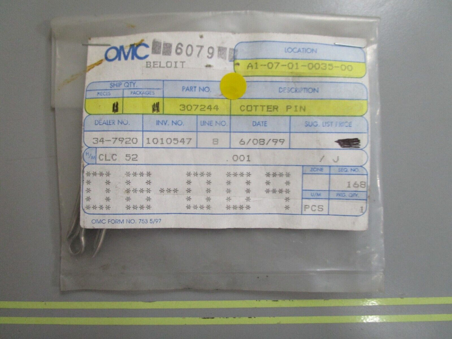 *NEW OEM* (LOT OF 4) 0810 OMC Johnson Evinrude Cotter Pin 307244 0307244