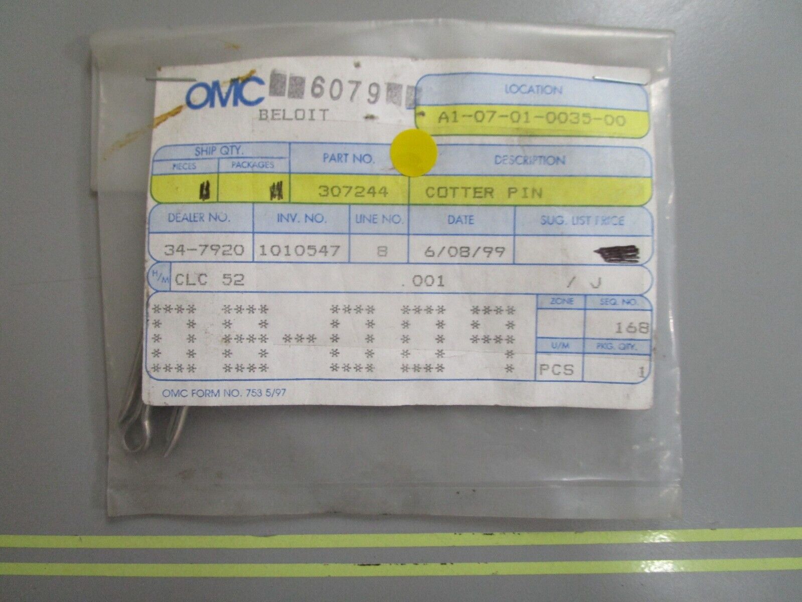 *NEW OEM* (LOT OF 4) 0810 OMC Johnson Evinrude Cotter Pin 307244 0307244