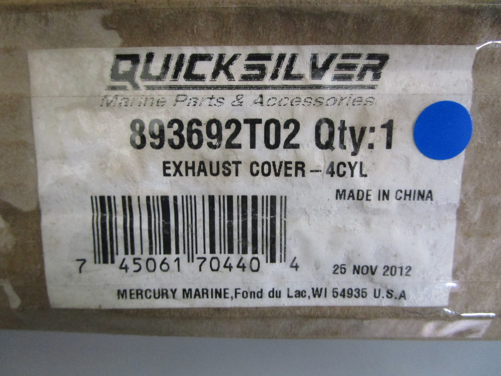 *NEW OEM* 0820 Mercury Quicksilver 4 Cyl. Exhaust Cover 893692T02 893692A02