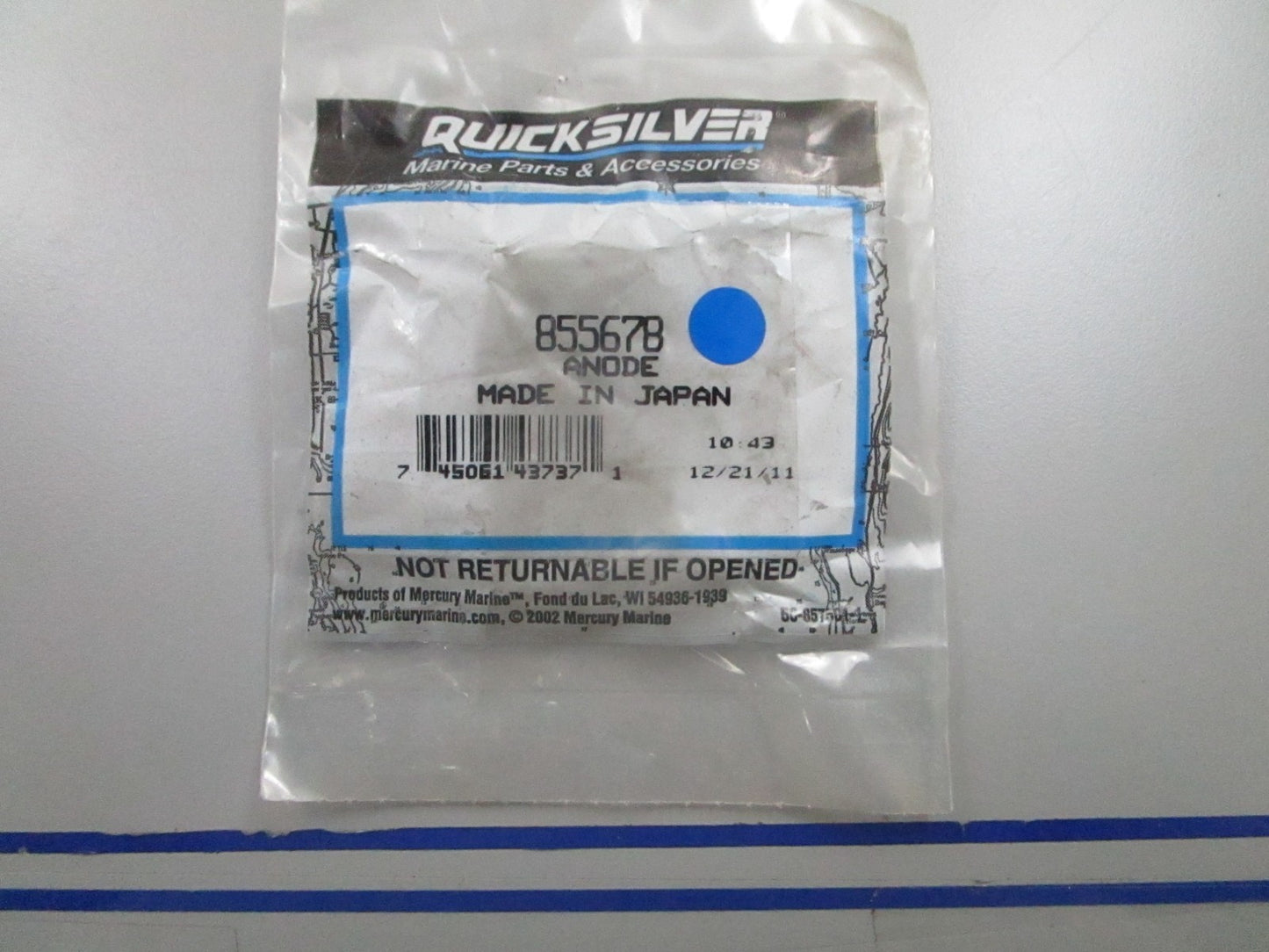 *NEW OEM* 0810 Mercury Quicksilver Anode 855678