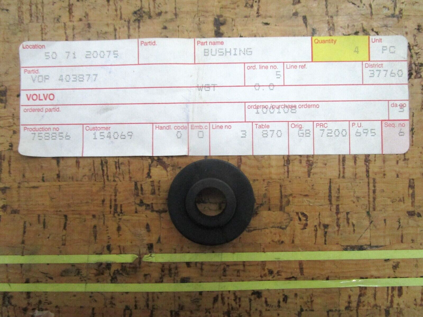 *NEW OEM* 0750 Volvo Penta RUBBER BUSHING 403877
