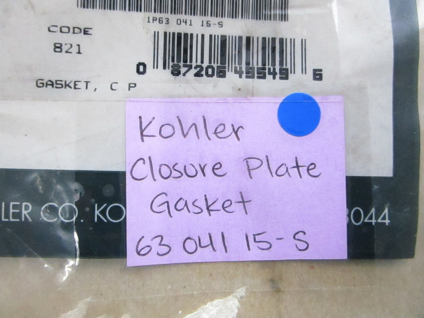 NEW OEM 63 041 15-S Kohler Closure Plate Gasket 0810