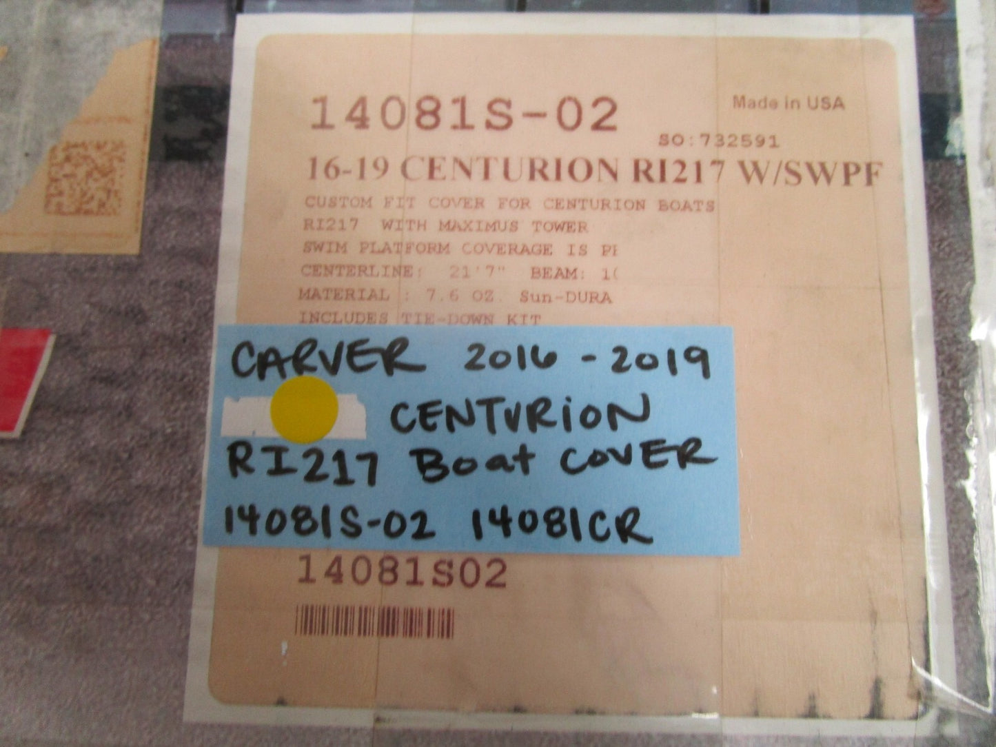 *NEW* 0720 Carver 2016- 2019 Centurion RI217 Boat Cover 14081S-02 14081CR