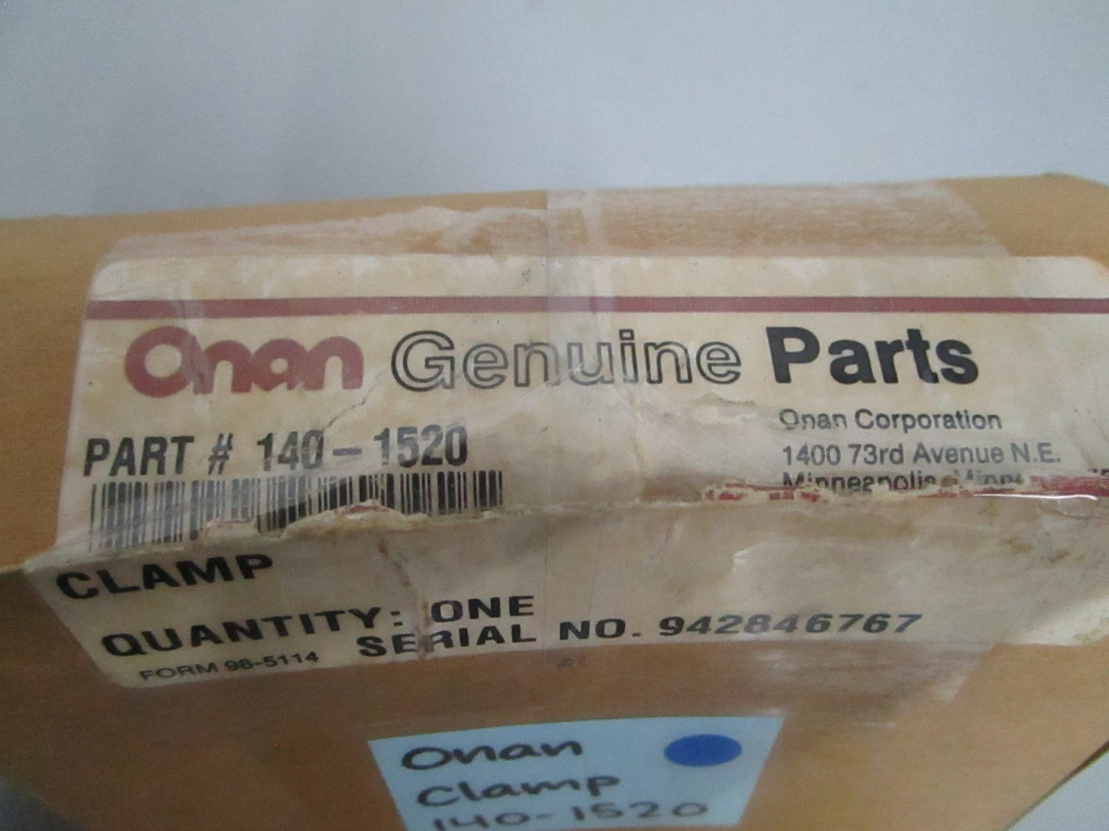 *NEW OEM* 0820 Onan Clamp 140-1520