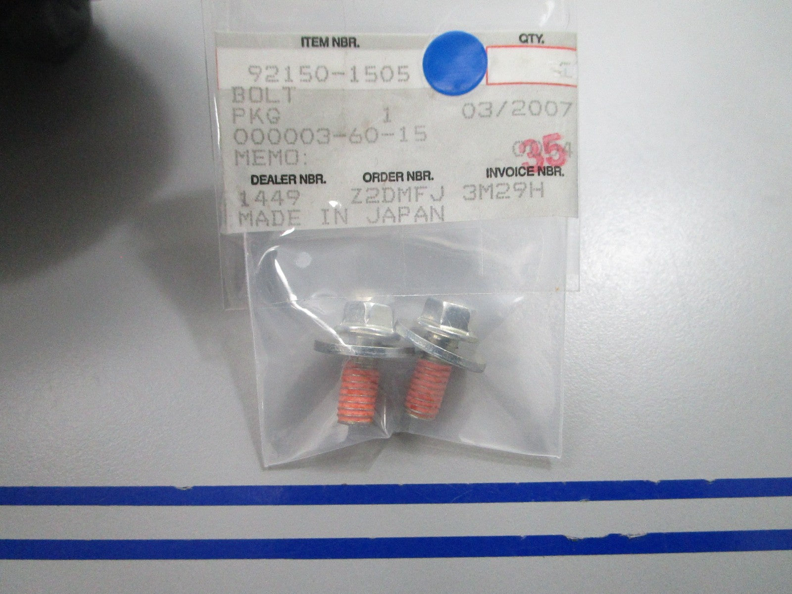 NEW OEM (LOT OF 2) Kawasaki  Bolt 92150-1505 0810