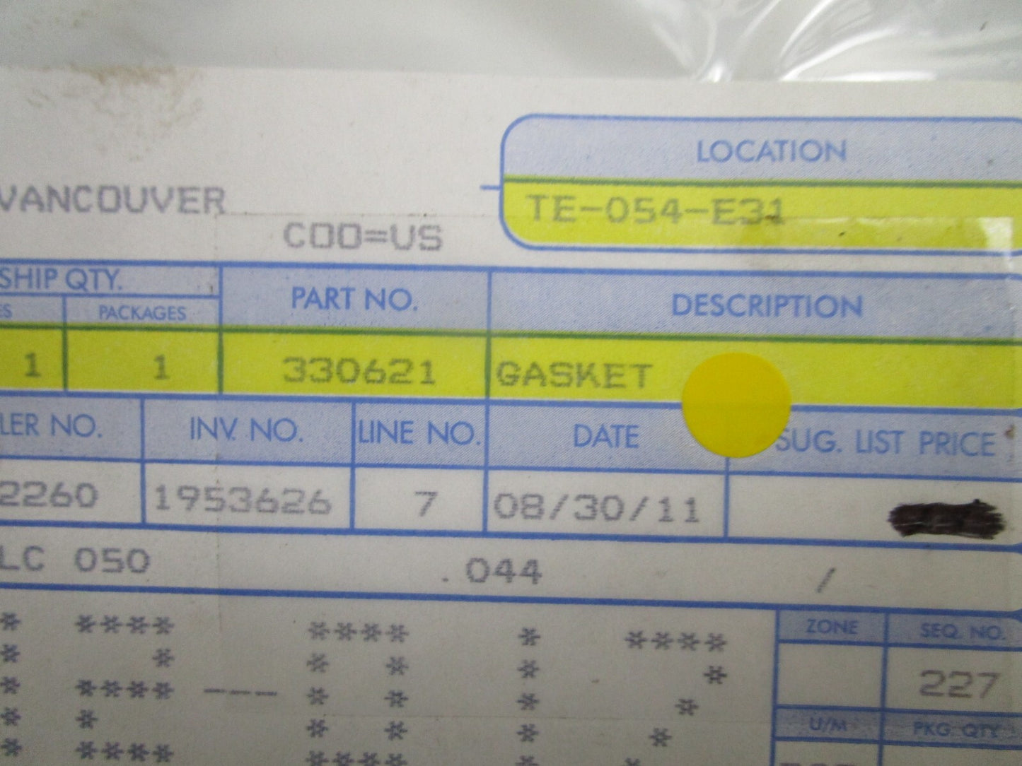 *NEW OEM* 0810 OMC Johnson Evinrude Gasket 330621 0330621