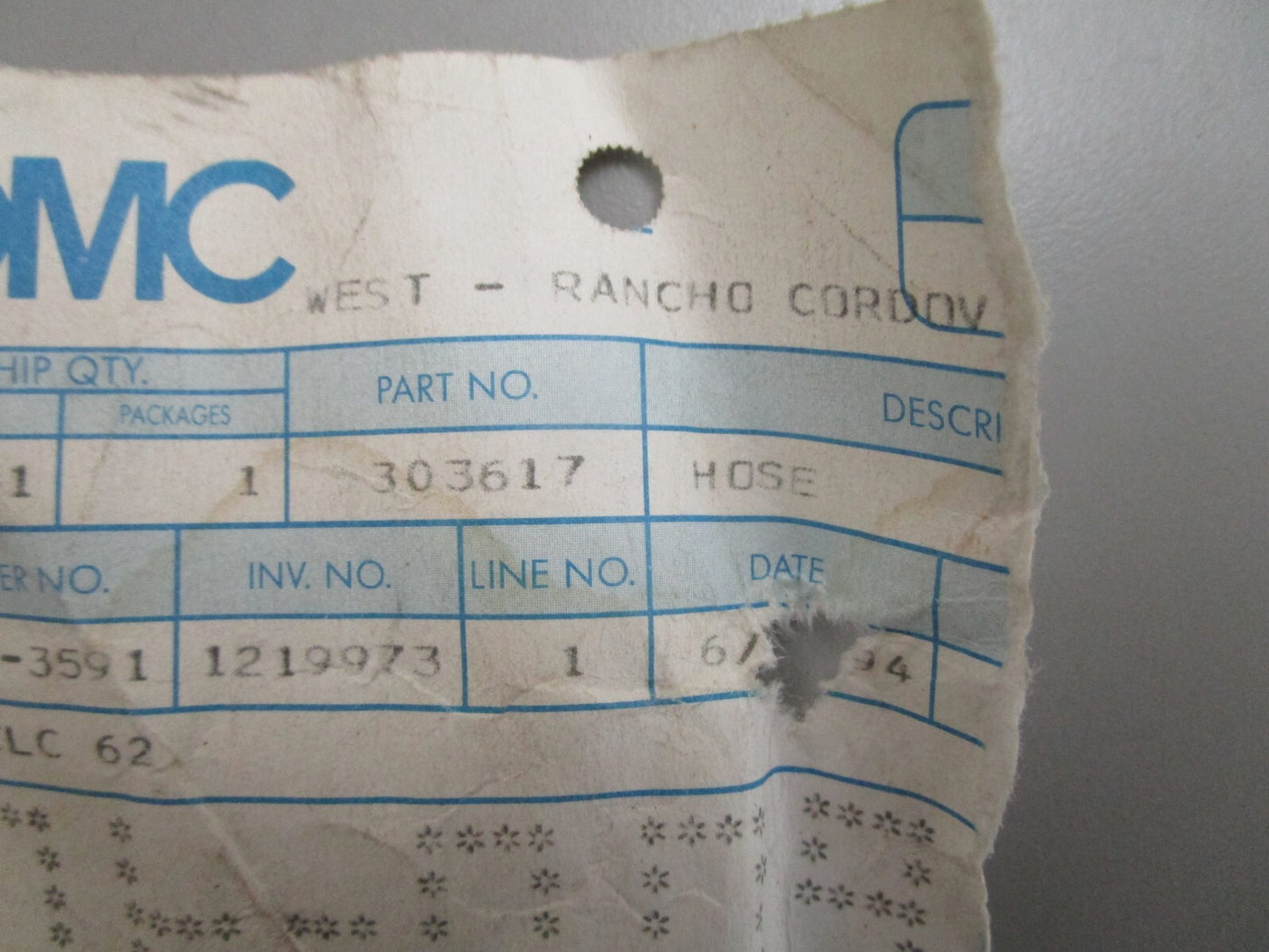 *NEW OEM* 0820 OMC Johnson Evinrude Hose 303617 0303617