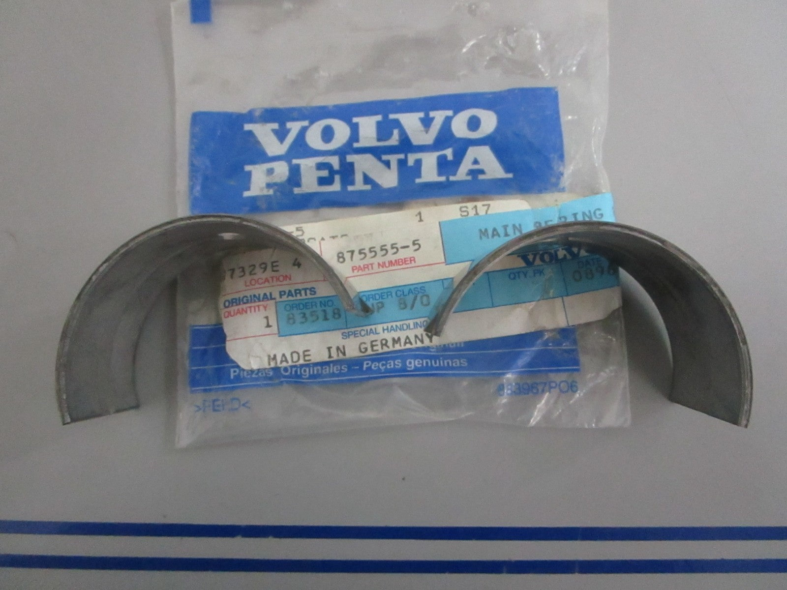 *NEW OEM* 0820 Volvo Penta Main Bearing Kit 875555