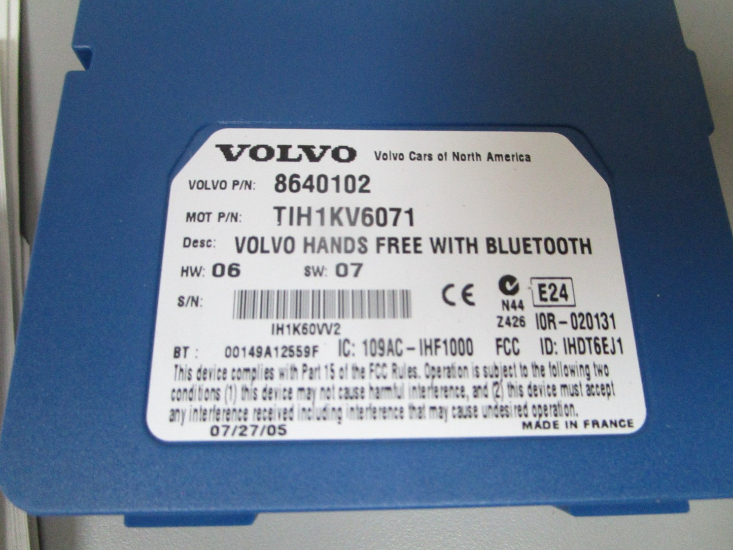 NEW OEM 8640102 31201104 Volvo Penta Universal Handsfree Bluetooth Kit 0720