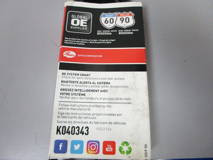 NEW K040343 Gates Micro-V 9/16" x 34 ⅞" Serpentine Belt 0720