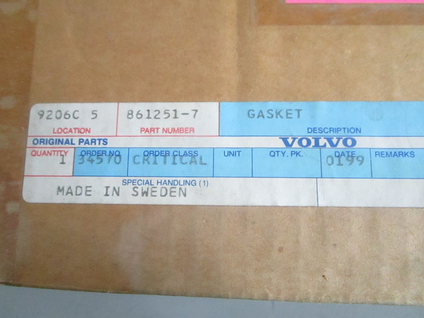 NEW OEM Volvo Penta 861251 Oil Pan Gasket 0820