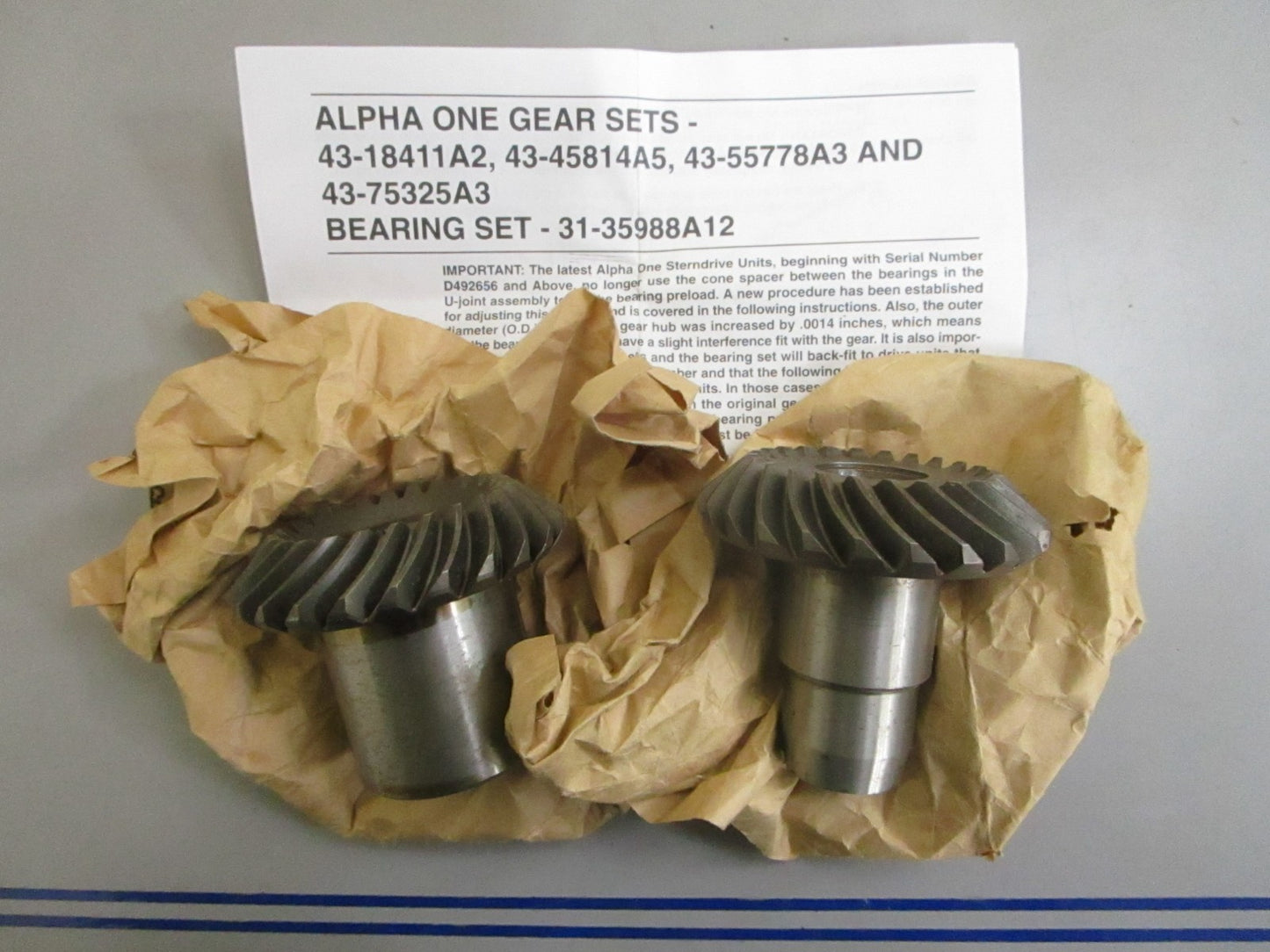 *NEW OEM* 0820 Mercury Quicksilver (1.84:1) Gear Set 43-75325A3