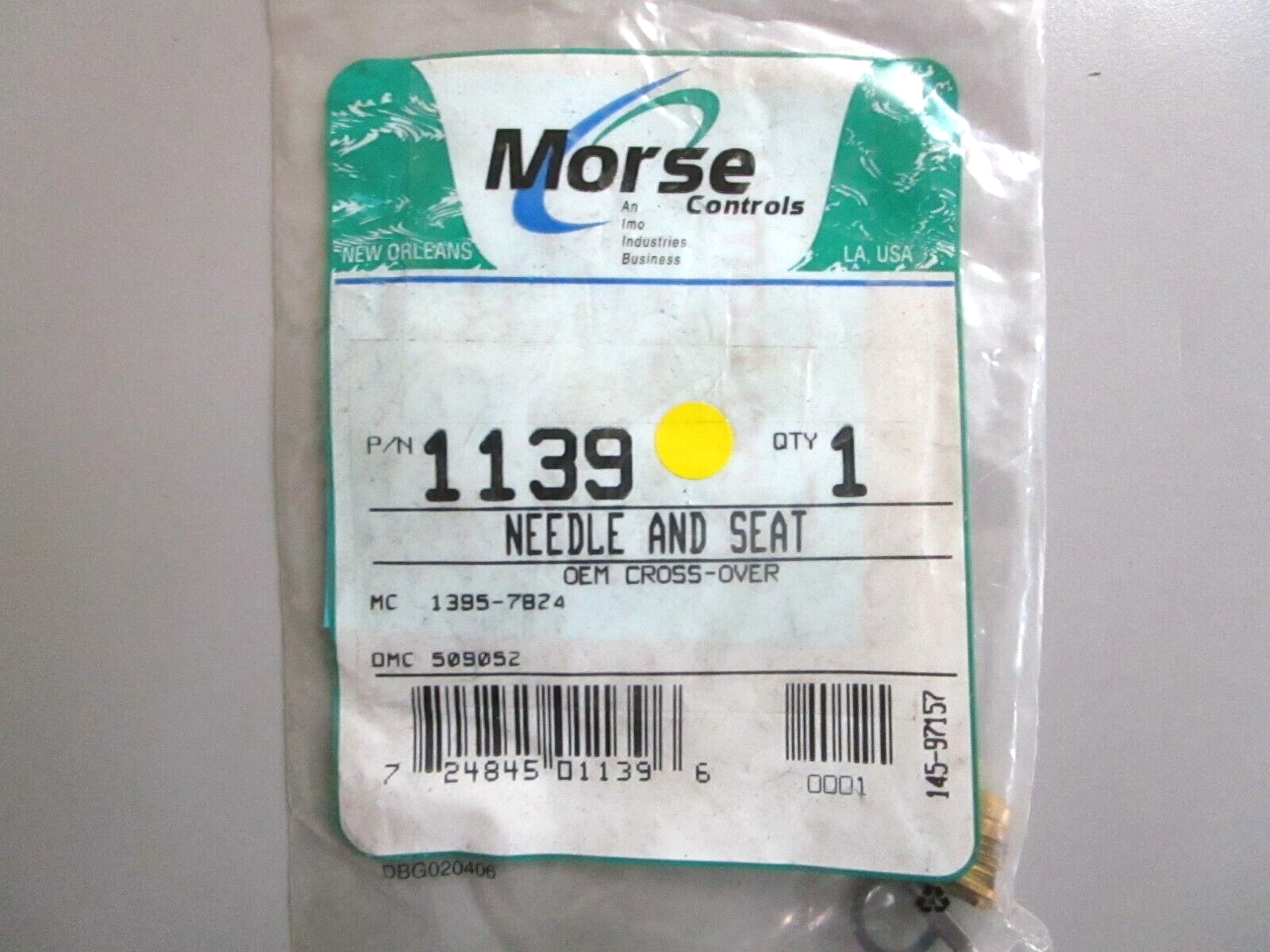 *NEW* 0750 Morse NEEDLE and SEAT 1139