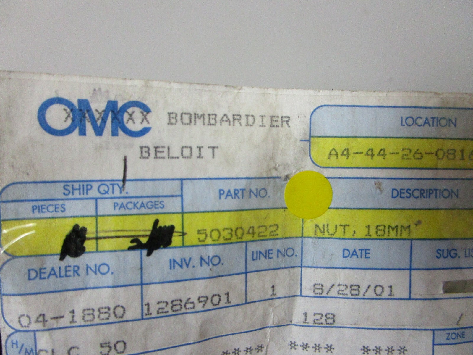 *NEW OEM* 0810 OMC Johnson Evinrude 18MM Nut 5030422