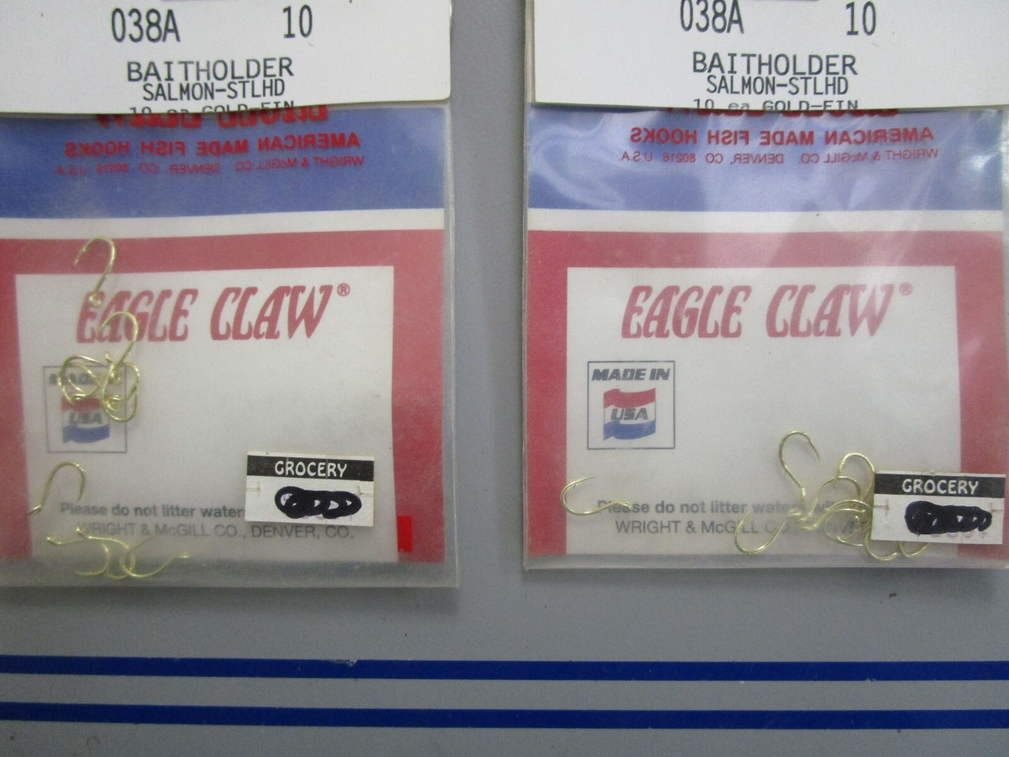 *NEW* (LOT OF 2) 0770 Eagle Claw Size 10 Salmon Egg Hook 038A