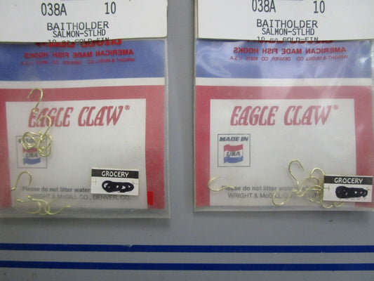 *NEW* (LOT OF 2) 0770 Eagle Claw Size 10 Salmon Egg Hook 038A