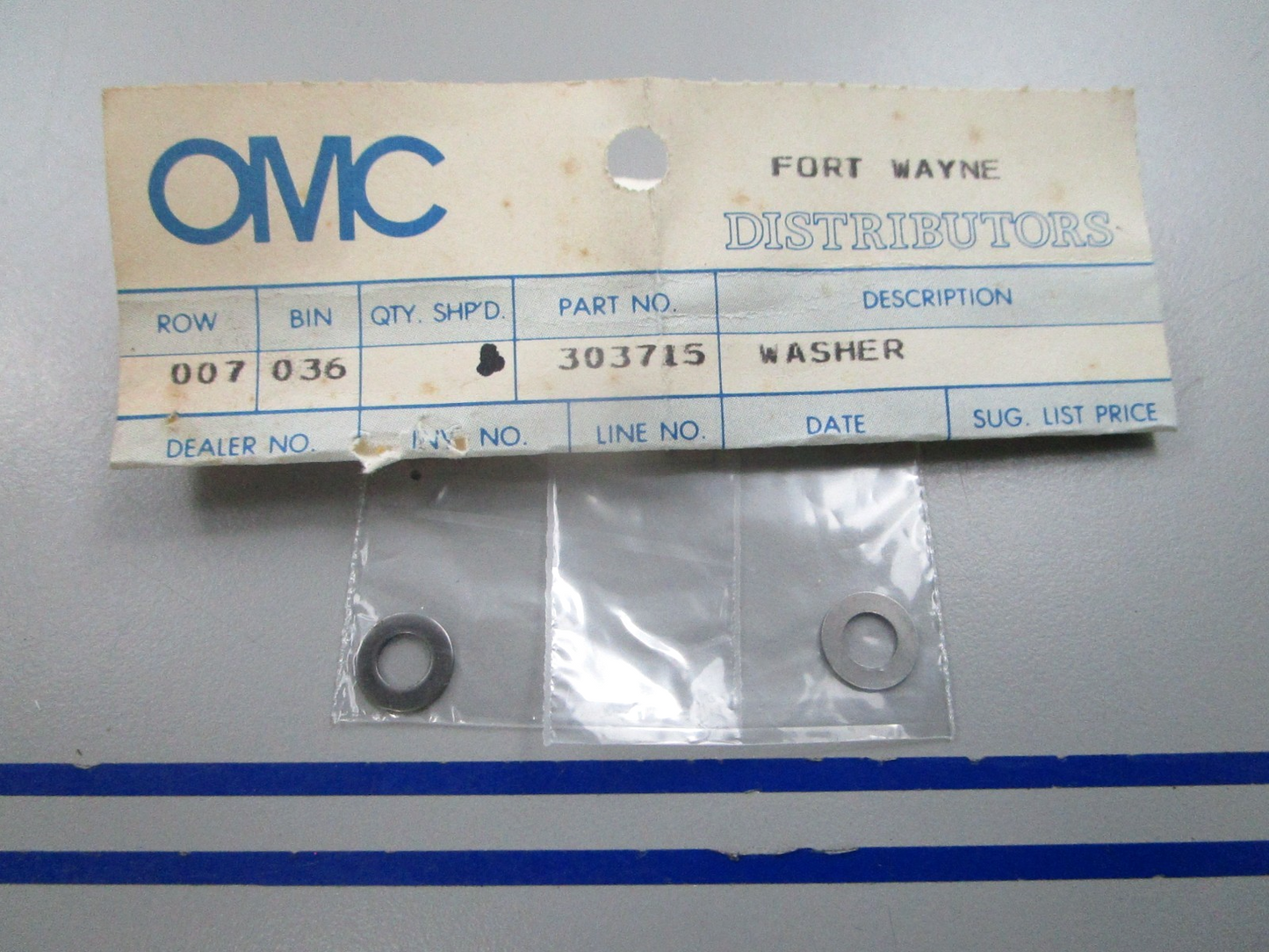 NEW OEM (LOT OF 2) 303715 0303715 OMC Johnson Evinrude Washer 0810