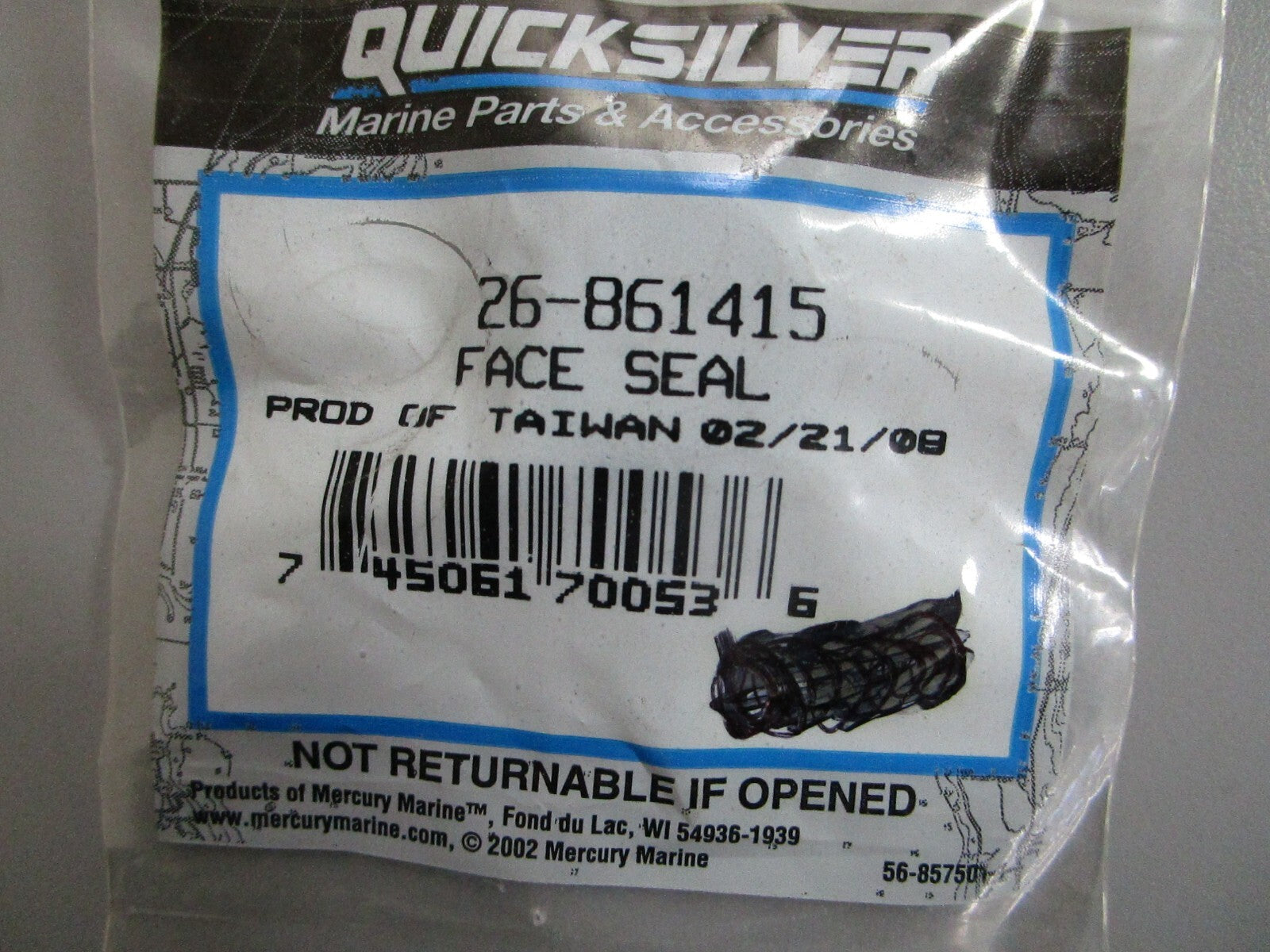 *NEW OEM* 0810 Mercury Quicksilver Face Seal 26-861415