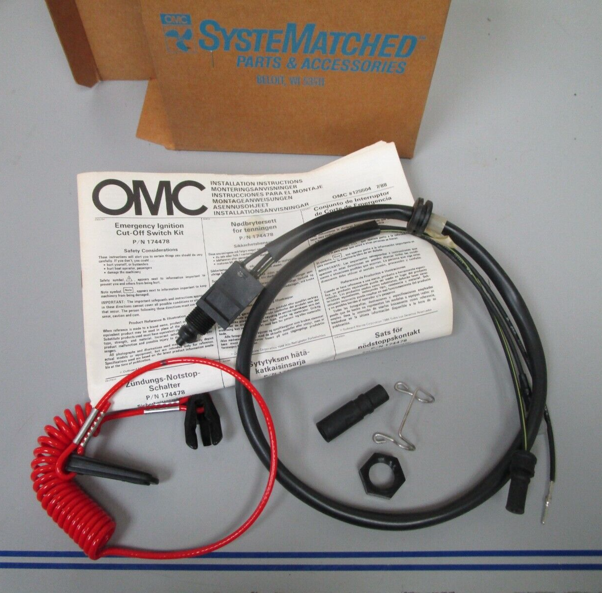 *NEW OEM* 0720 OMC Johnson Evinrude Ignition Cut Off Switch Kit 174478 0174478