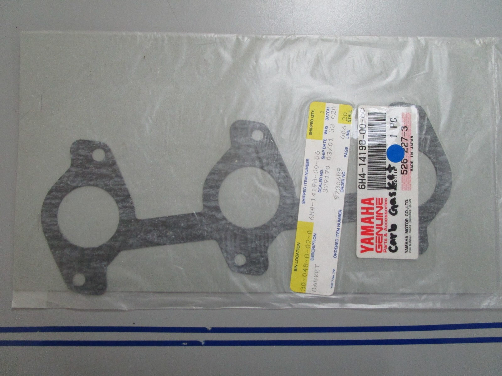 *NEW OEM* 0810 Yamaha Carburetor Gasket 6H4-14198-00-00