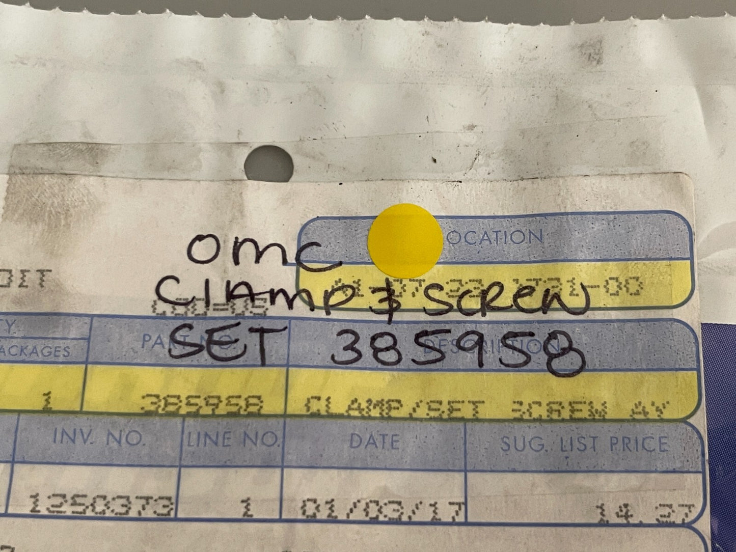 *NEW OEM* 0810 OMC Johnson Evinrude Clamp & Screw Set 385958 0385958